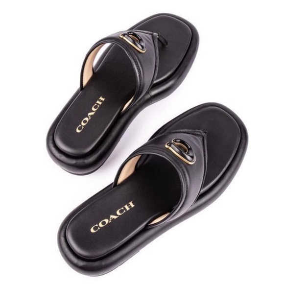 Coach Sylvie flatform Leather Sandals - Picture 2 of 9